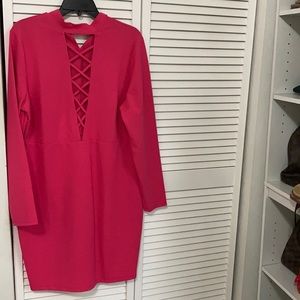 Long pink front caged dress